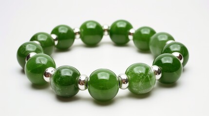 Gorgeous jade bracelet with silver beads