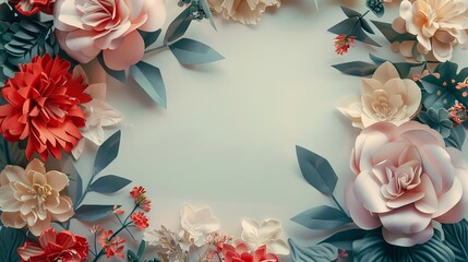 Paper flowers origami summer handmade concept wallpaper background