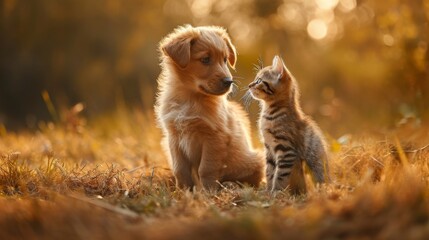 Puppy and Kitten: A Moment of Gentle Companionship