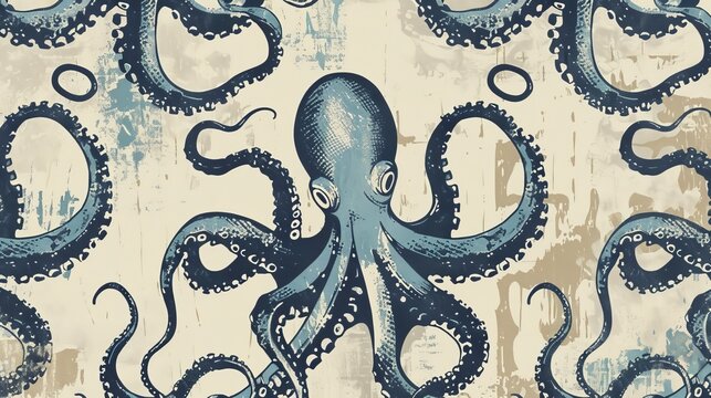 Vintage mysterious octopus pattern
