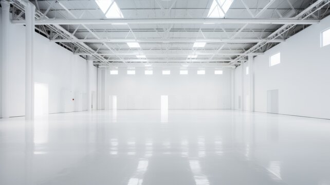 Expansive White Gallery Space - An open gallery space with a minimalist design, offering a blank canvas for artistic expression.