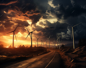 Dynamic Stock Image Showcasing Renewable Energy Sources - obrazy, fototapety, plakaty