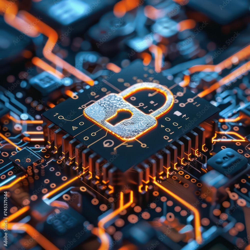 Poster close up of a digital padlock overlaying a 5g signal wave representing the integration of advanced s