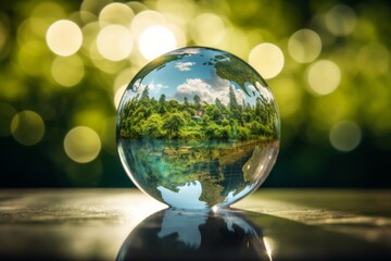 Green City in a Bubble - An imaginative portrayal of a green city encased in a bubble, symbolizing protection and sustainability.