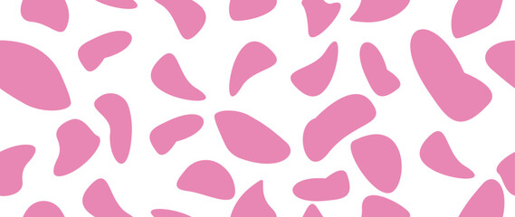 Vector illustration. Cow pattern texture. Seamless animal print. Stains on a white background. Ideal for textile design, screensavers, covers, cards, invitations and posters.