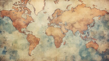 Vintage World Map Canvas - Antique-styled world map, evoking a sense of adventure and exploration, great for educational and travel-related content.
