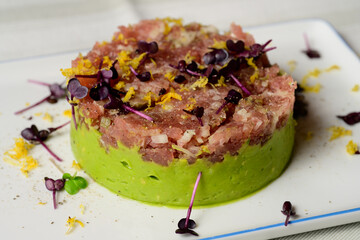 Raw Tuna Tartar with Lemon Zest and Herbs