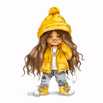 Painting of a little girl dressed as a rapper 