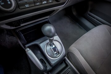 Gear selector inside a car