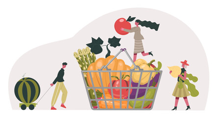 2401 m01 S ST People carrying raw ingredients, vegetable fruits