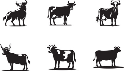 Fototapeta na wymiar Cow Tracing Lonely Vector Illustration