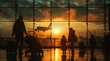 Family Adventure: Departure Scene at Airport Terminal