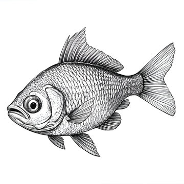 recommend clip art: Fish Monochrome ink sketch vector drawing, engraving style vector illustration