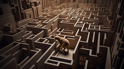 a cat in a maze inside of a maze