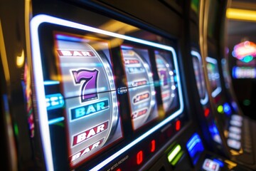 Closeup of an electronic slot machine at a casino