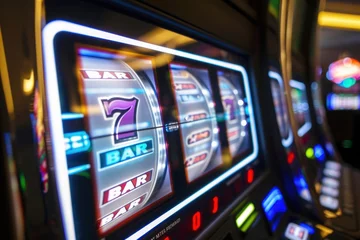 Gartenposter Closeup of an electronic slot machine at a casino © Anna