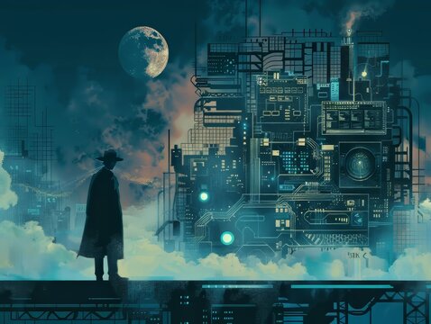 Old-school computing and mobiles, crypto and blockchain dance, cloaked in black