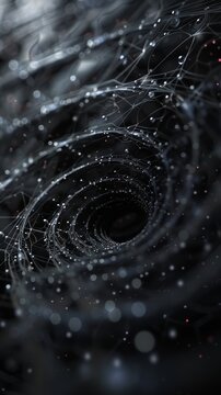 Abstract quantum computing landscapes, kinetic networks unfolding, wrapped in black mystery