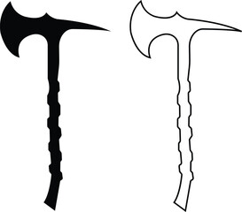 Axe icons set. Outline axe tool flat or line icon collection isolated on transparent background. Firefighter simple wood axe silhouette vector for web and app design, lumberjack symbol medieval weapon