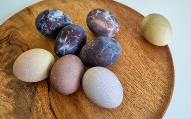 Dyed Easter eggs in red wine
