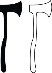 Axe icons set. Outline axe tool flat or line icon collection isolated on transparent background. Firefighter simple wood axe silhouette vector for web and app design, lumberjack symbol medieval weapon