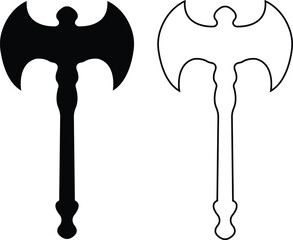 Axe icons set. Outline axe tool flat or line icon collection isolated on transparent background. Firefighter simple wood axe silhouette vector for web and app design, lumberjack symbol medieval weapon