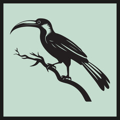 Obraz premium illustration of a bird, Hornbill black silhouette set vector