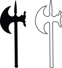 Axe icons set. Outline axe tool flat or line icon collection isolated on transparent background. Firefighter simple wood axe silhouette vector for web and app design, lumberjack symbol medieval weapon