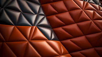 Close-up texture of diamond-shaped stitched genuine leather