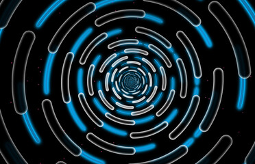 Teal circle shape and light beam, motion graphic with digital line technology abstract background concept seamlesss loop