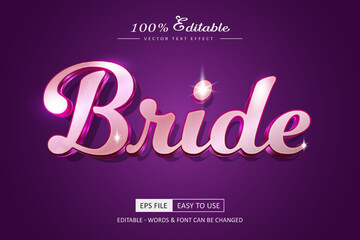 Vector Bride text effect editable shiny customizable font style