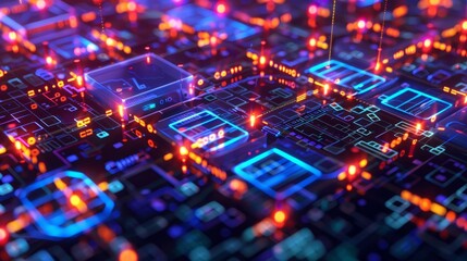 Fototapeta premium Blockchain explorer interface displaying real-time transactions and blocks being added to the chain