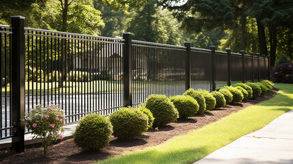 Black Aluminum park Fence Rails