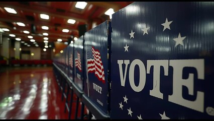 Ballot boxes for presidential and senate elections in America, symbolizing democracy and political participation. Animated 3D illustration