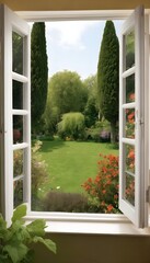 vista from the garden window in high definition (hd) creative photography image