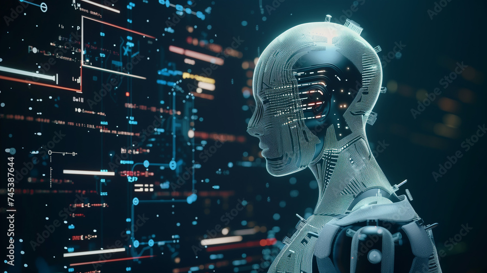 Poster ai artificial intelligence, machine learning, big data analysis and automation technology in busines