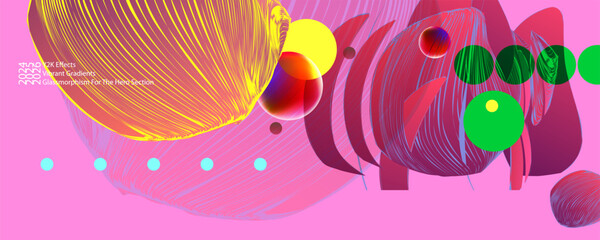 Pink Bright color neon design on a Glassmorphism background template in Y2K Effects style for logo text or promotions. Vector stock UX-Focused