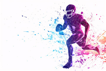 Fototapeta na wymiar Abstract American football player, particle football player on white background.