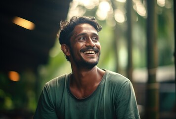 Man Smiling in Forest