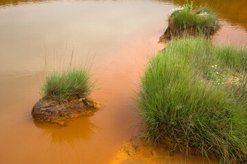 Rio Piscinas, the red color of the waters is mainly attributable to the iron oxide coming from the...