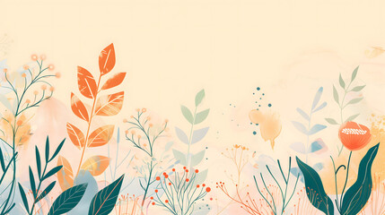 colourful illustration plants background minimalist style