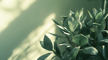 Planta suculenta verde exibindo texturas com luz suave e sombras delicadas
