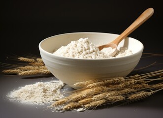 A bowl of cereal with a spoon.