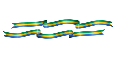 set of flag ribbon with colors of Gabon for independence day celebration decoration
