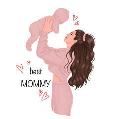 Mothers day clipart PNG flat style 