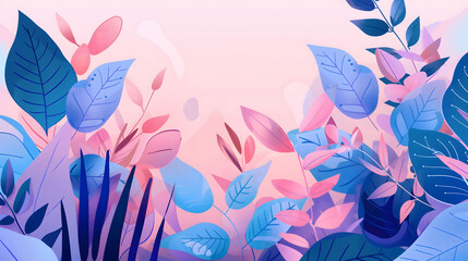 Fototapeta na wymiar colourful illustration plants background minimalist style