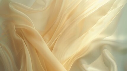 Elegant waves of golden fabric creating a luxurious, fluid texture. Ideal for backgrounds or textile themes.