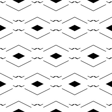 Seamless pattern. Rhombuses, chevrons, figures ornament. Ethnic wallpaper. Shapes backdrop. Geometric background. Folk motif. Digital paper, textile print, web design, abstract illustration. Vector.