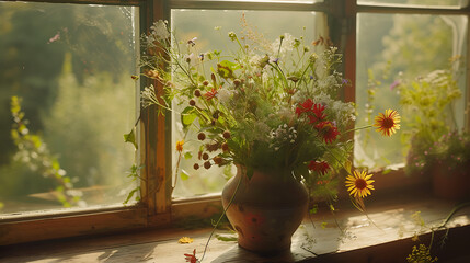Um belo jardim capturado em close com uma lente de 50mm sob uma suave luz natural - obrazy, fototapety, plakaty