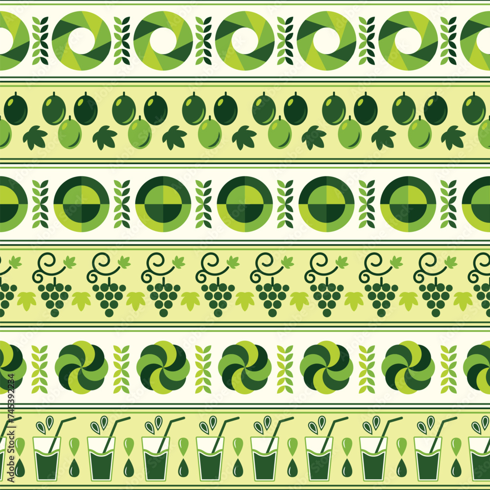 Poster grape juice background with design elements in simple geometric style. seamless pattern with abstrac